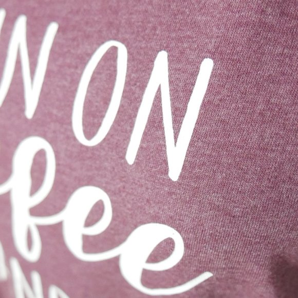 Canvas Boutique I Run on Coffee and Christmas Spirit Maroon Graphic Tee Large L - Picture 8 of 9